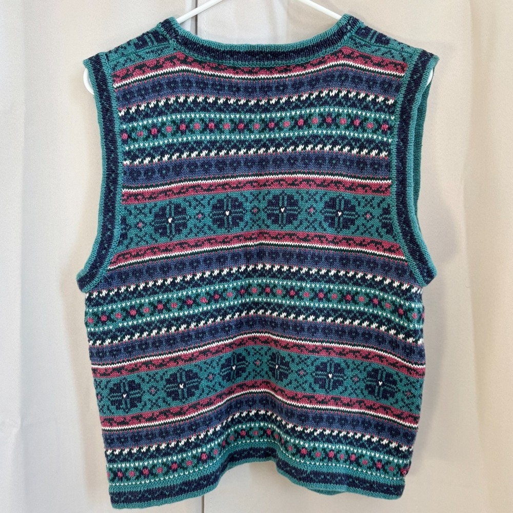 Vtg Northern Isles Sweater Vest L Hand Embroidered Floral Cottage Nordic 18860 - Picture 2 of 10